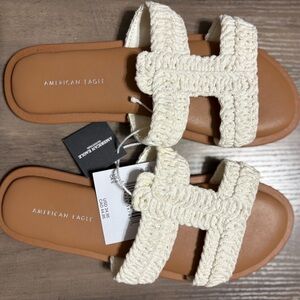 American Eagle Outfitters Tan and Cream Women's Sandals
